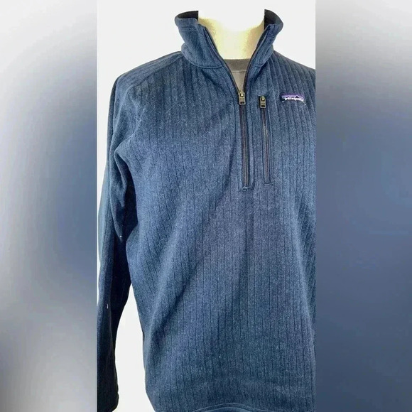 Patagonia | Pull Over Fleece, Quarter Zip | Navy Textured | Large - Picture 2 of 3